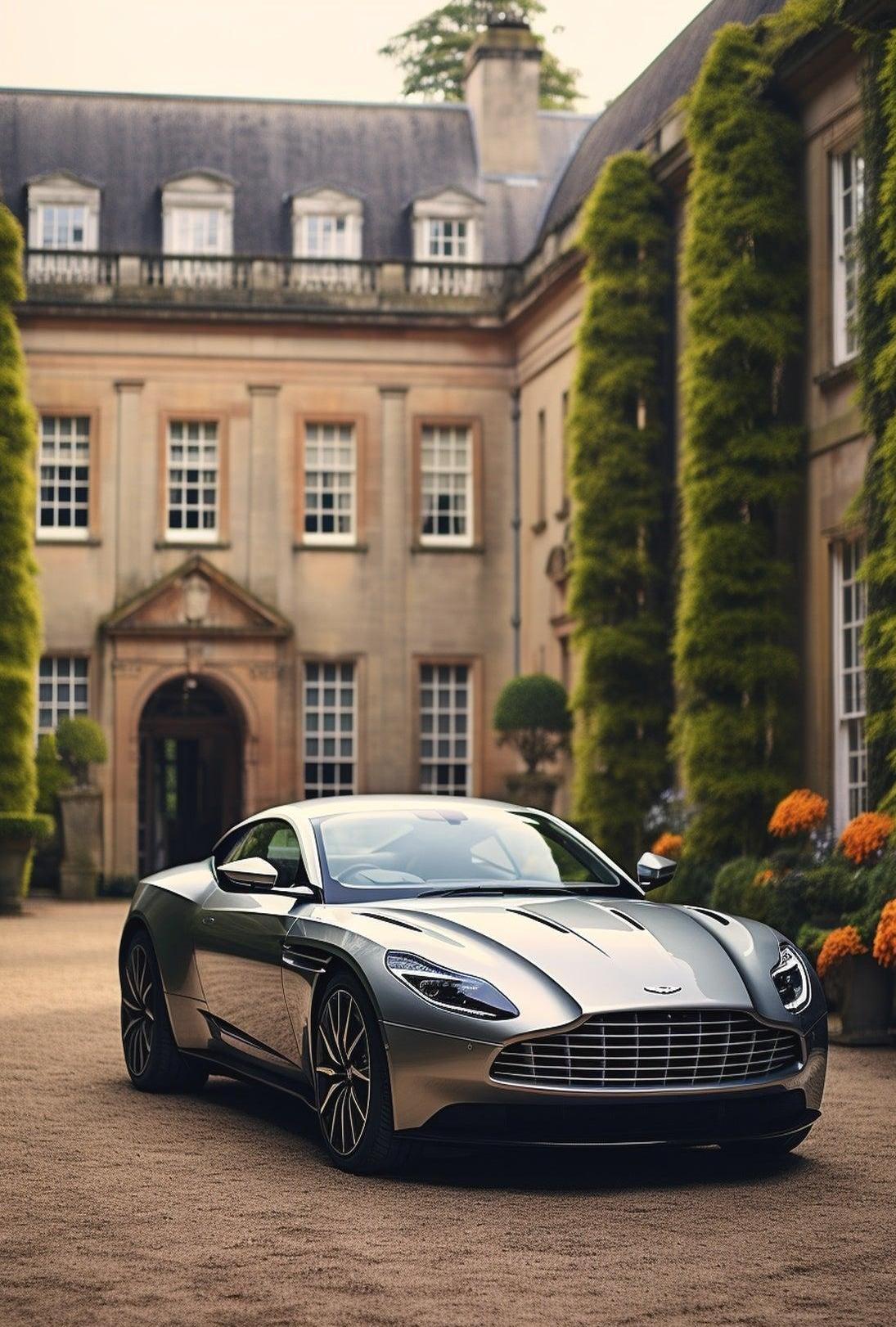Luxury Sports Car Mansion Elegance Artistic Poster