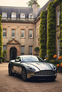 Luxury Sports Car Mansion Elegance Artistic Poster