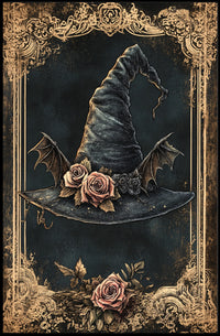 Whimsical Witch's Hat with Vintage Floral Details Cultural Poster