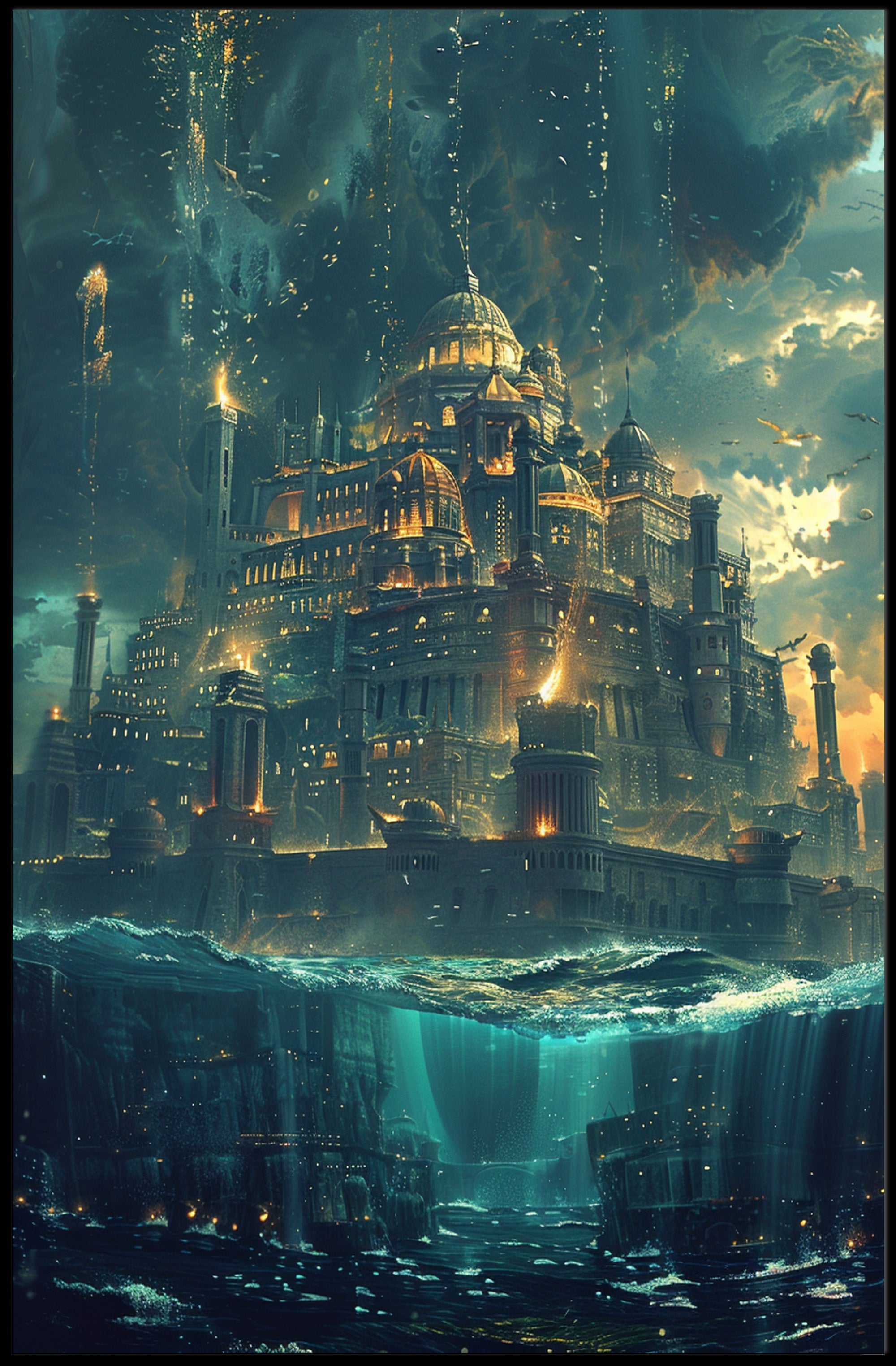 Lost Atlantis Cityscape: Surreal Fantasy Mythology Poster PosterGoat