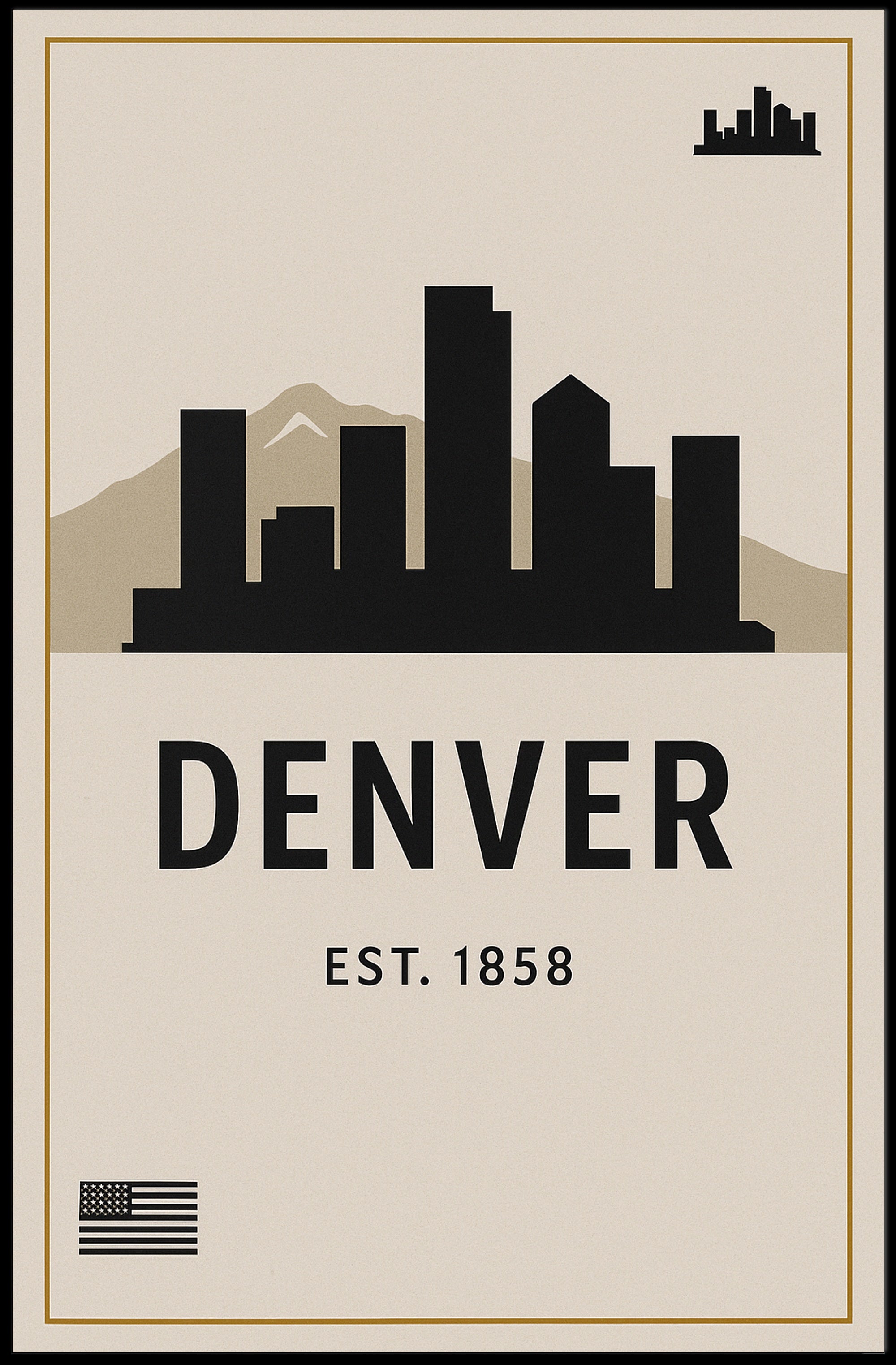 Denver Skyline Est. 1858 Poster PosterGoat