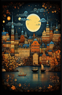 European Charm in Old-World Cityscape Fantasy Travel Poster