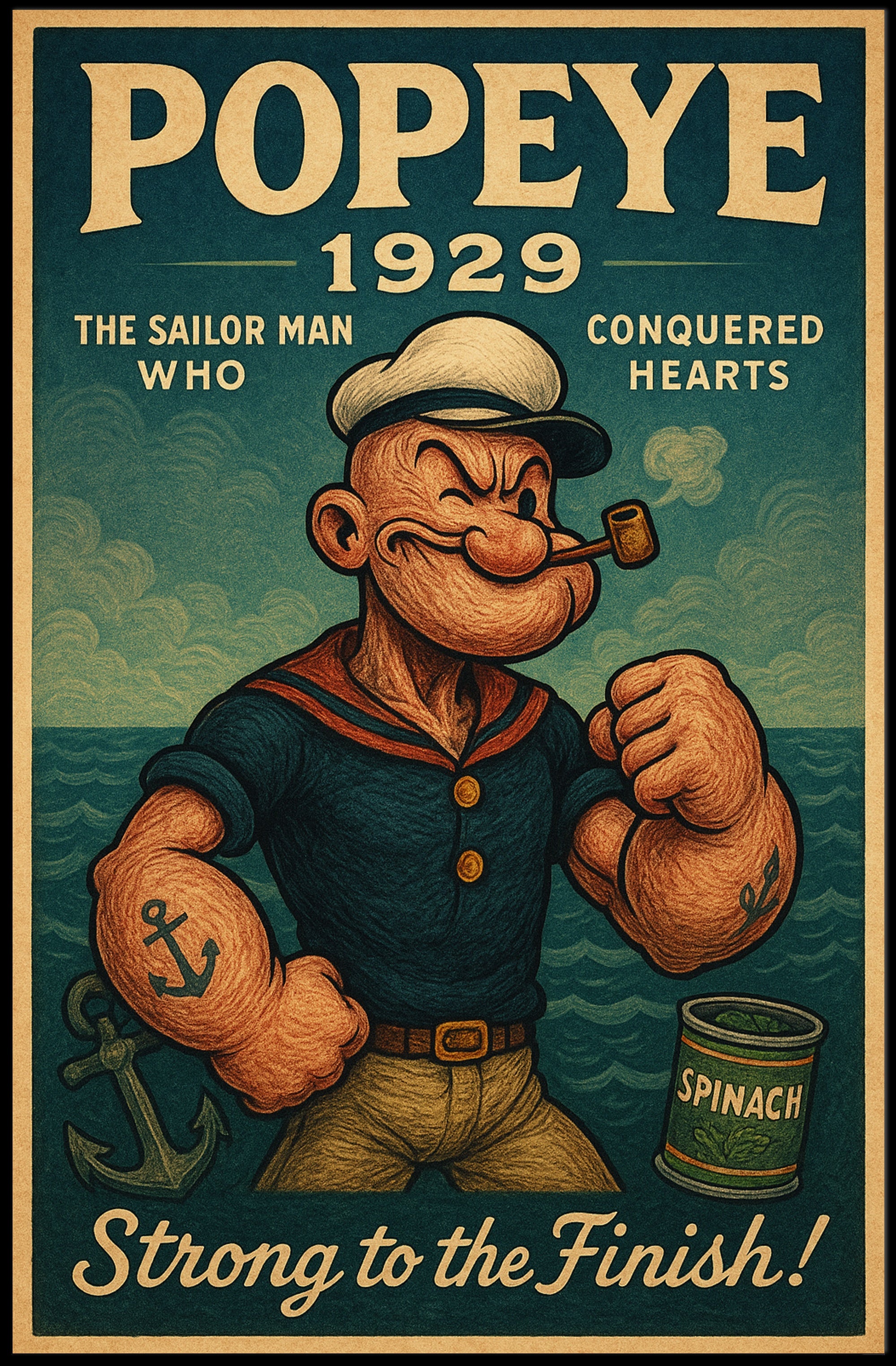 Popeye Vintage Poster Wall Art Retro Sailor Print