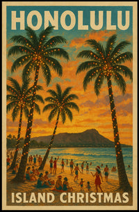 Island Christmas in Honolulu Poster