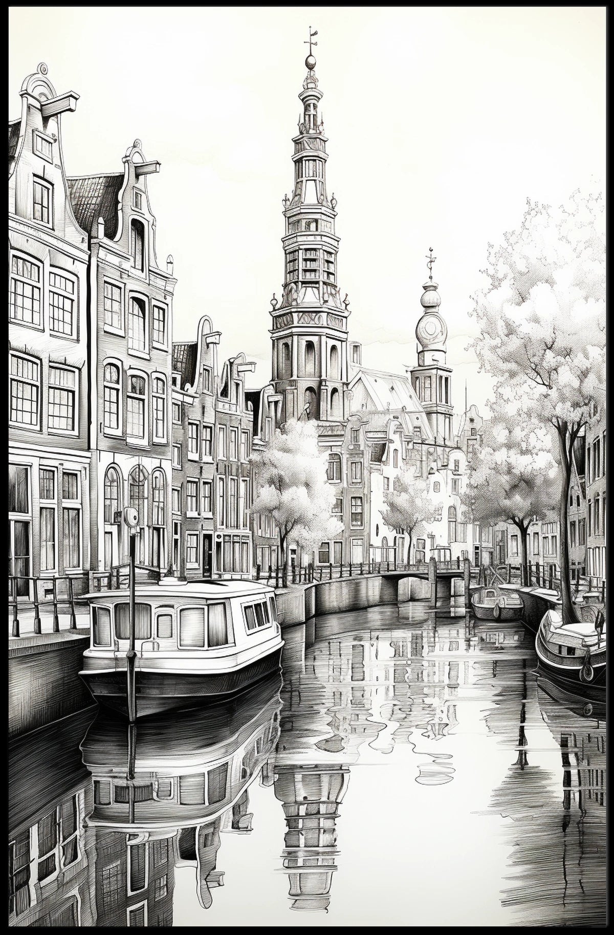 Amsterdam Scenic Canal Travel Poster
