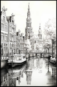 Amsterdam Scenic Canal Travel Poster