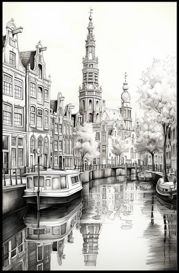 Amsterdam Scenic Canal Travel Poster