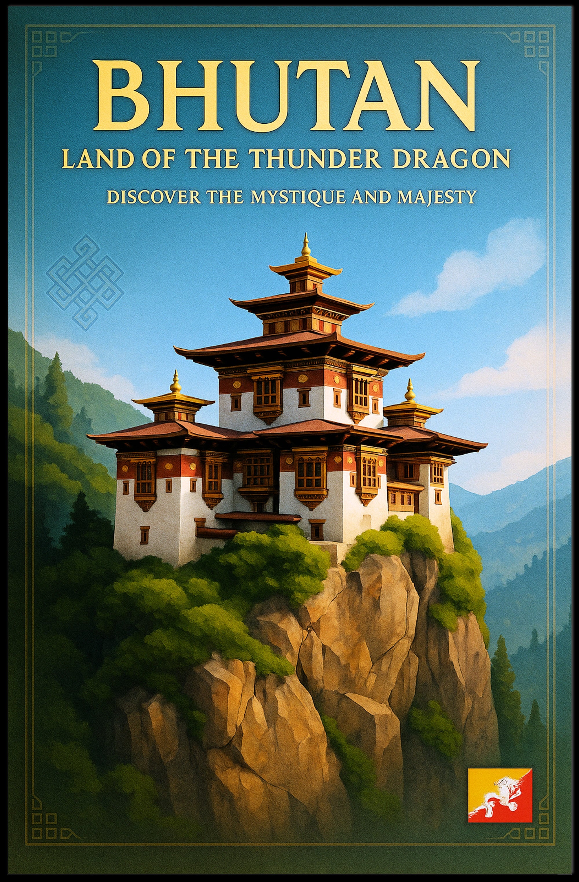 Bhutan Land of the Thunder Dragon Poster PosterGoat