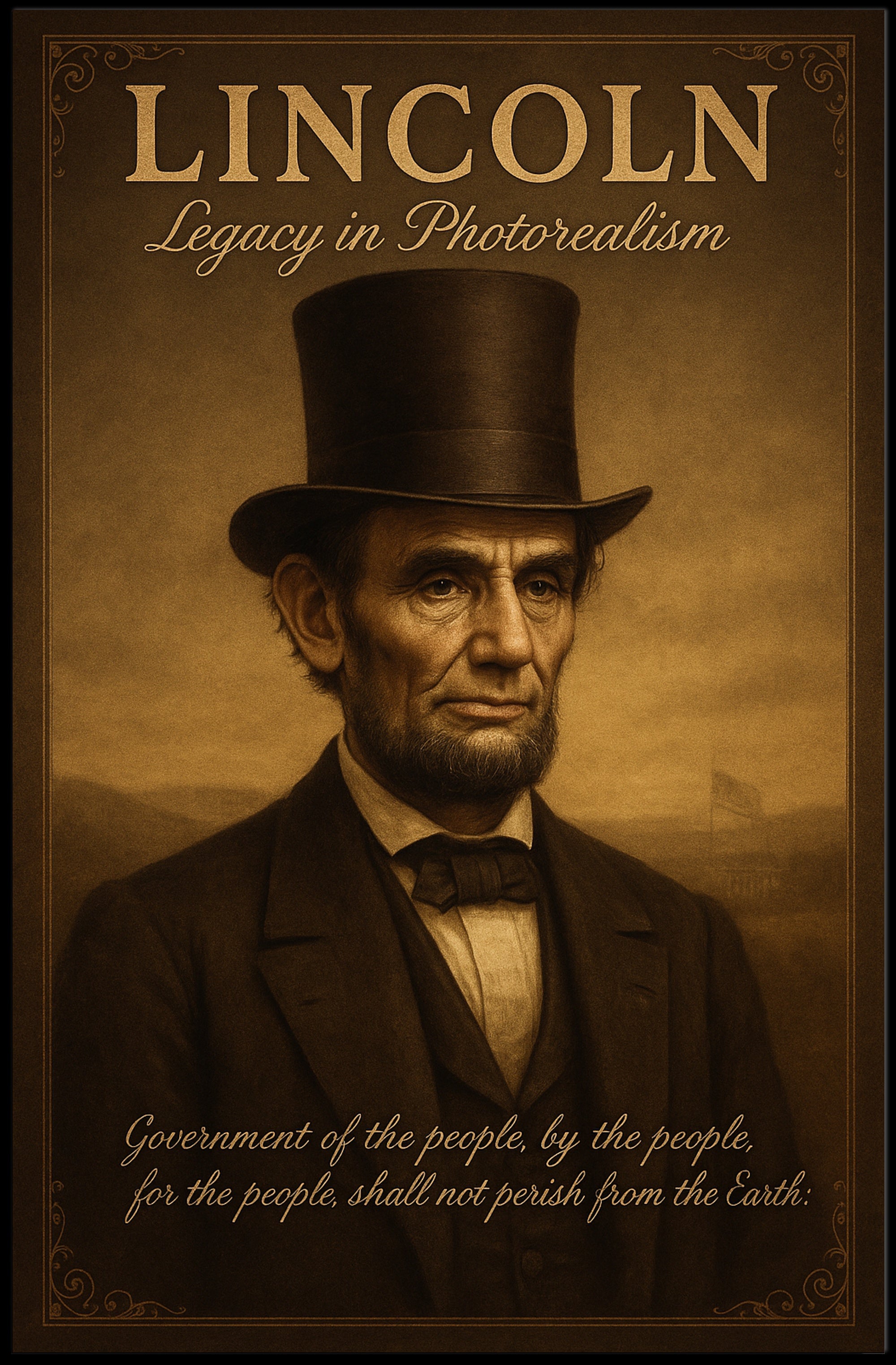 Abraham Lincoln Legacy in Photorealism Poster PosterGoat