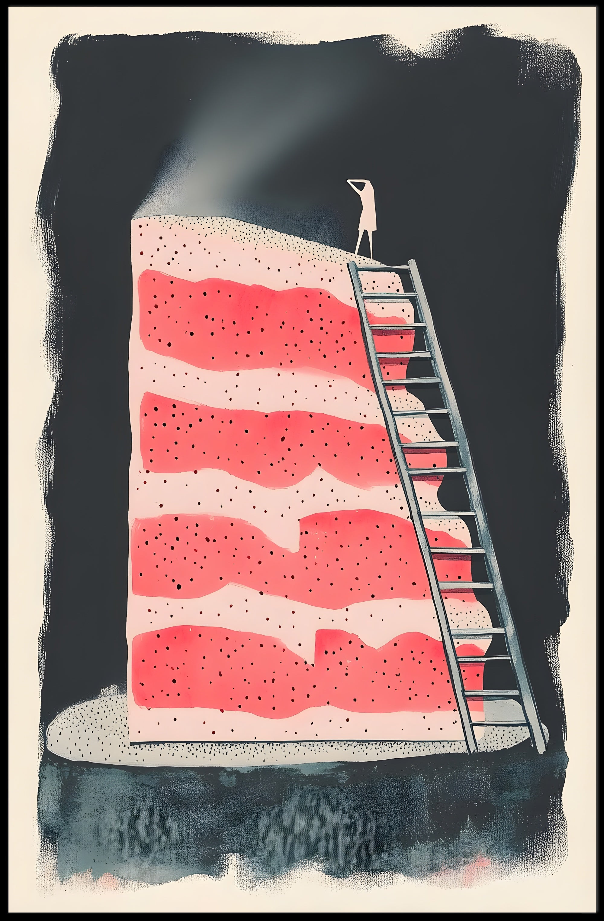Climbing the Cake Poster Vintage Travel Wall Art