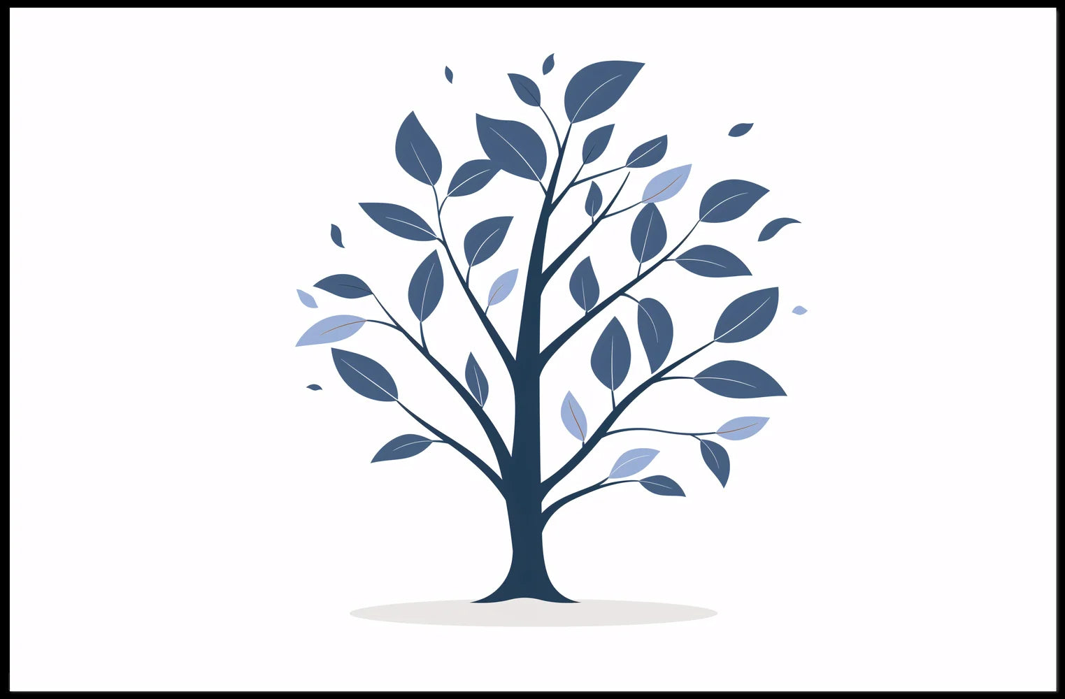 Minimalist Blue Tree Modern Art Poster
