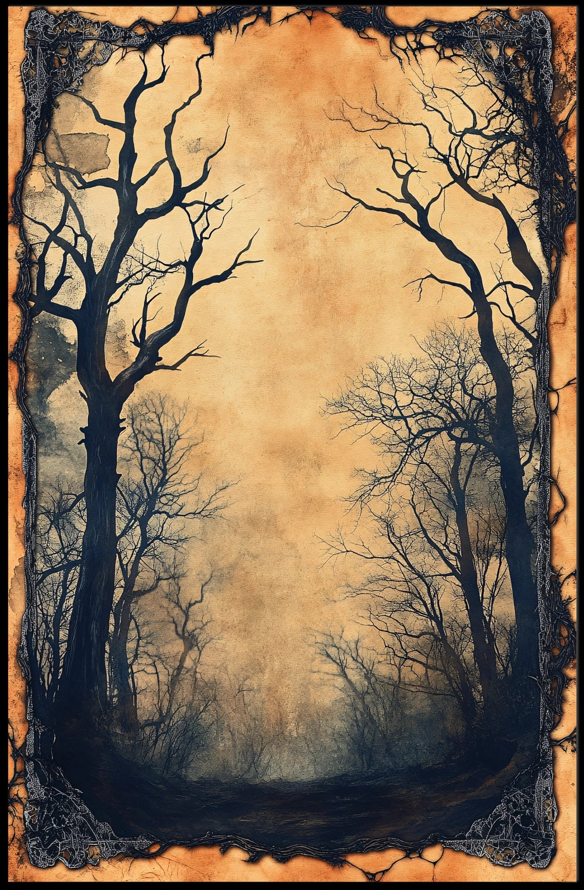 Haunting Gothic Forest Scene Art Print - Artistic Poster