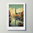 Amsterdam Netherlands Canal Autumn Reflections Travel Poster