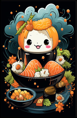 Cute Smiling Sushi Art - Abstract, Artistic, or Pop Culture Poster