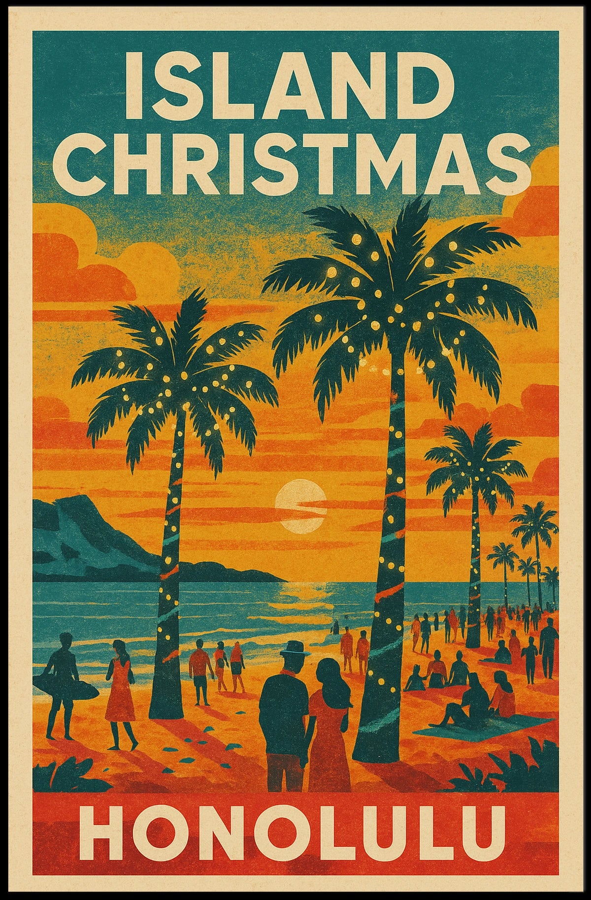 Island Christmas in Honolulu Poster