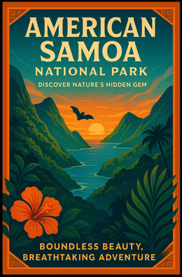 American Samoa Sunset, Lush Landscape National Park Poster