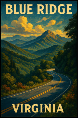 Blue Ridge Scenic Vintage Landscape Home Office Poster