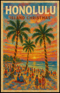 Honolulu Island Christmas Poster