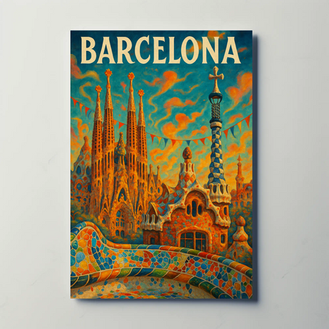 Barcelona's Gaudí Architecture Celebration Cultural Poster