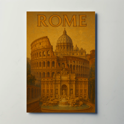 Rome Vatican Trevi Colosseum Travel Poster