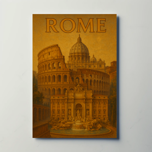 Rome Vatican Trevi Colosseum Travel Poster