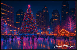 Holiday Skating in Detroit Poster