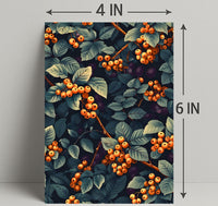 Vivid Artistic Botanical Poster with Orange Berries Illustration