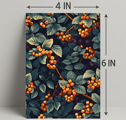 Vivid Artistic Botanical Poster with Orange Berries Illustration