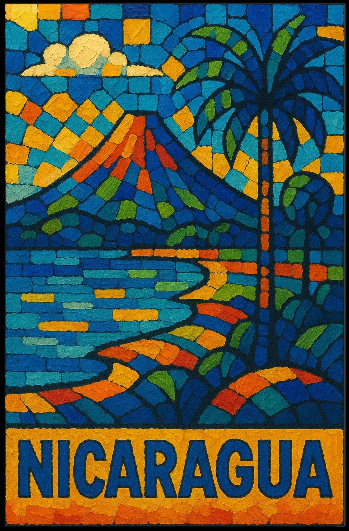 Nicaragua Mosaic Art Poster