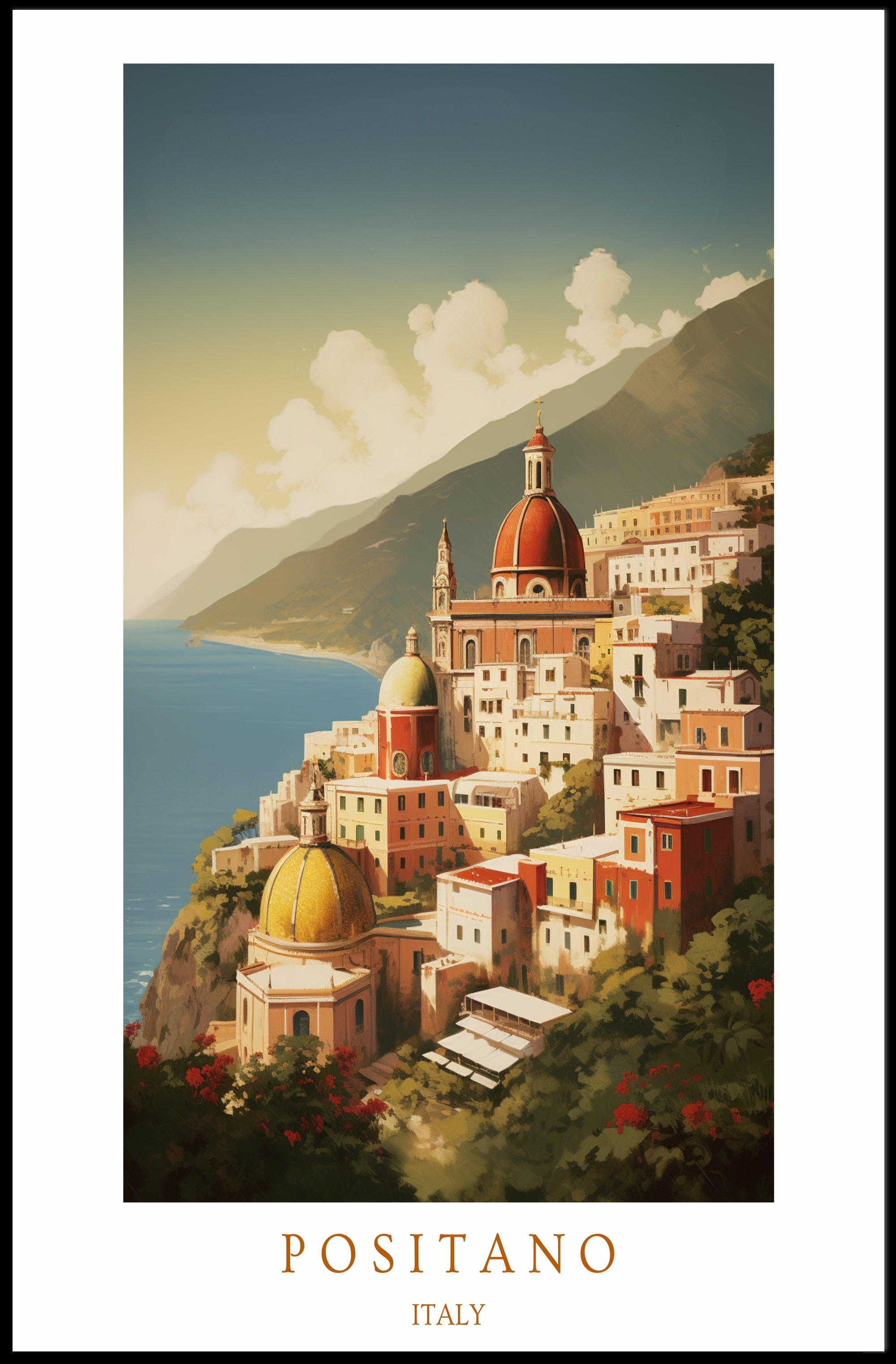 Positano Coastal View Travel Poster PosterGoat