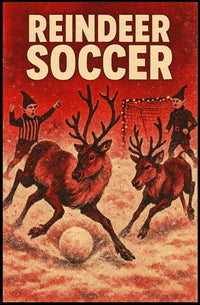 Reindeer Soccer Festive Vintage Holiday Art Poster