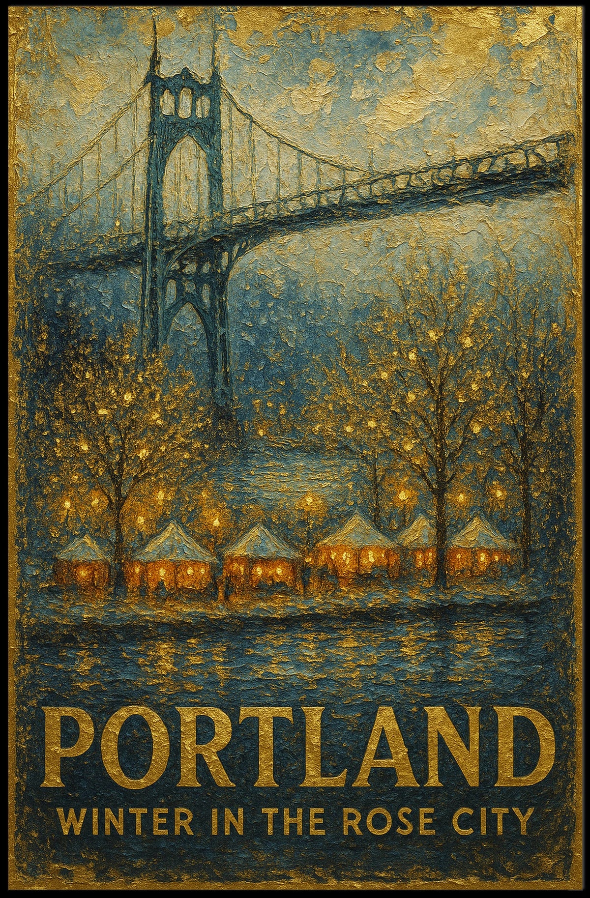 Portland Winter In The Rose City Poster