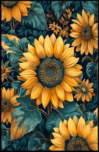Vibrant Sunflower Botanical Art Print - Abstract or Artistic Poster