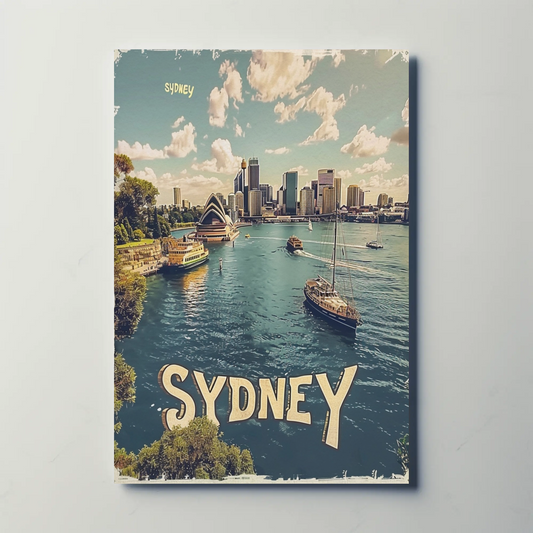 Sydney Modern Skyline Waterfront Boats View Travel Poster Travel Poster