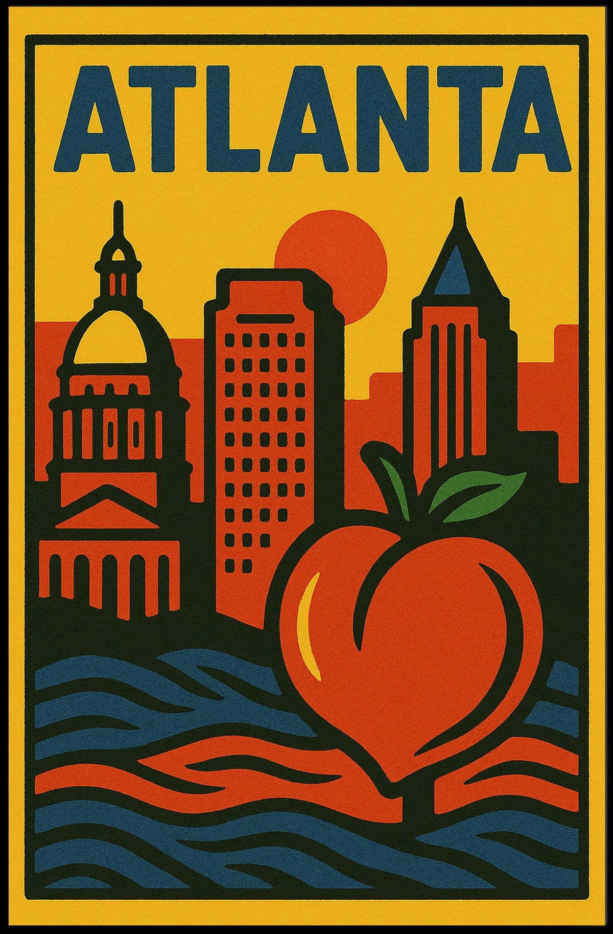 Atlanta Skyline And Peach Poster