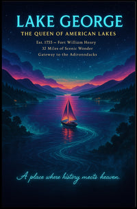 Lake George Scenic Illustration Sunset Poster
