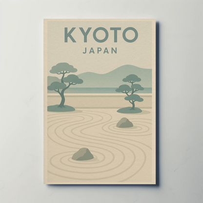 Kyoto Japan Zen Garden Minimalist Poster Poster