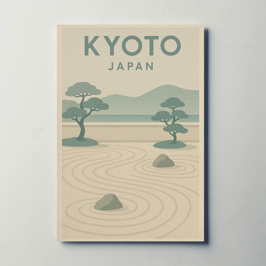 Kyoto Japan Zen Garden Minimalist Poster Poster