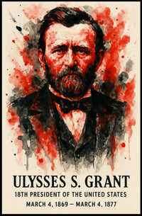Ulysses S. Grant Watercolor Portrait Historical or Presidential Poster