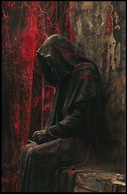 Mysterious Hooded Figure in Dark Fantasy Poster PosterGoat