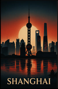 Shanghai Skyline at Sunset Poster