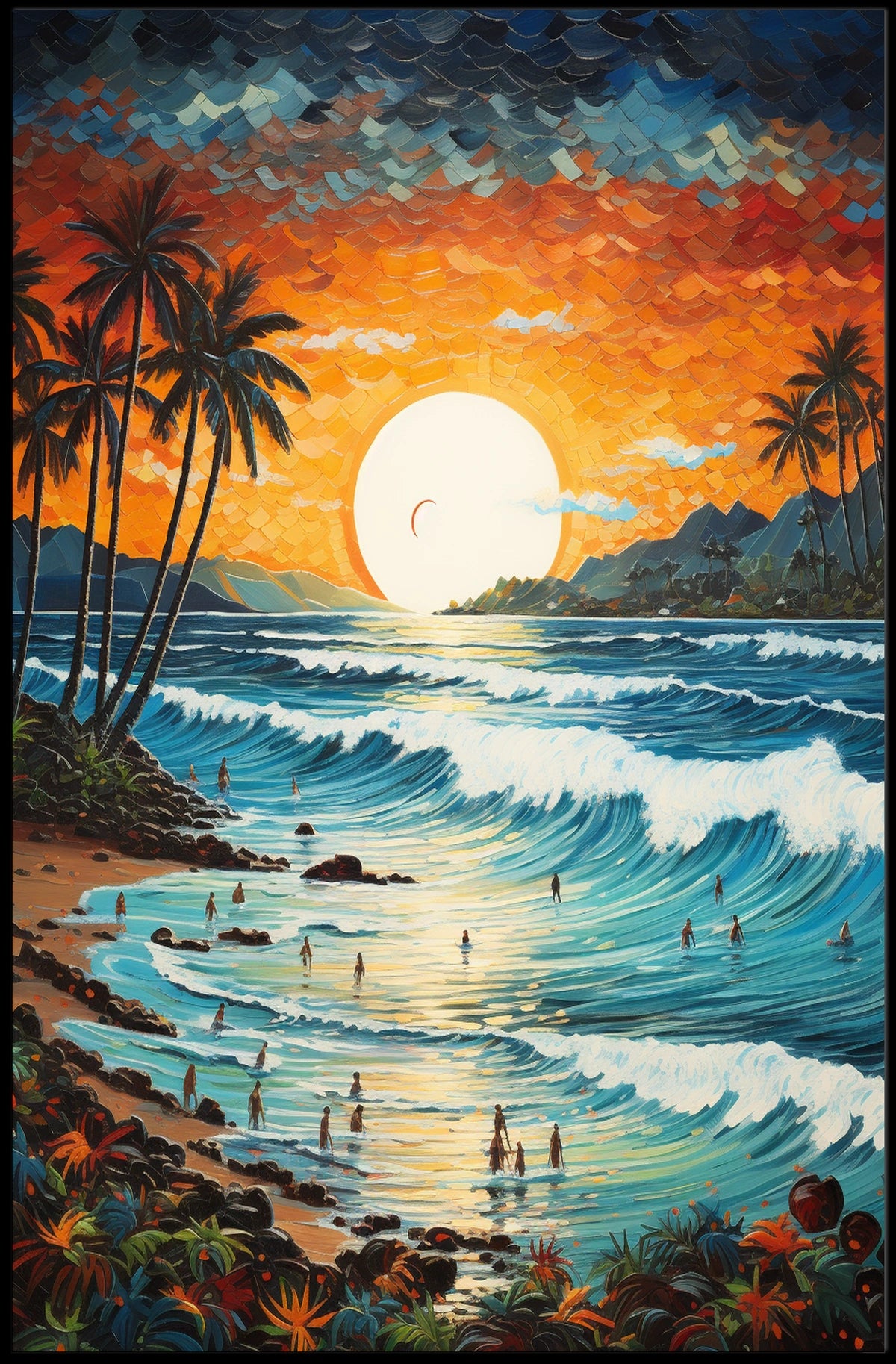 Tropical Sunset Beachscape Travel Poster