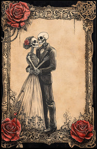 Elegant Skeletal Couple Victorian Gothic Artistic Poster