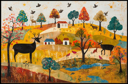 Idyllic Autumn Countryside Scene with Deer Poster