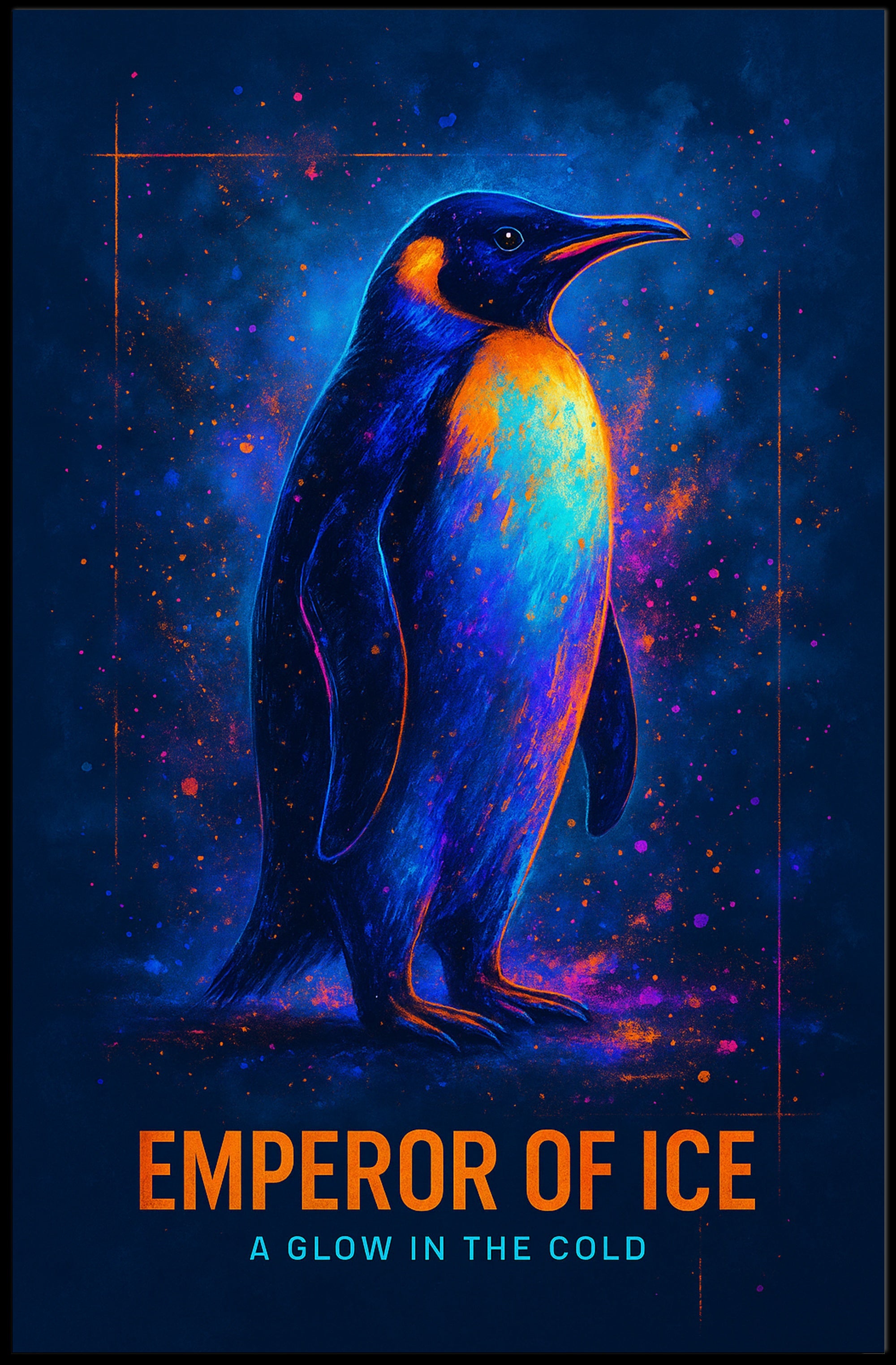Emperor Penguin Glowing Poster Wall Art Print
