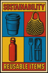 Sustainability Reusable Items Poster