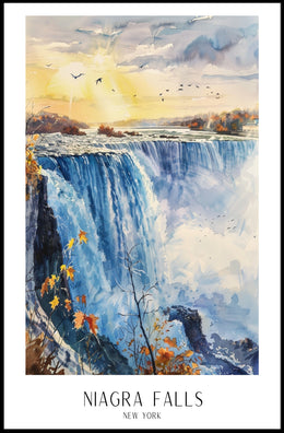Niagara Falls New York Watercolor Scenic Travel Poster PosterGoat