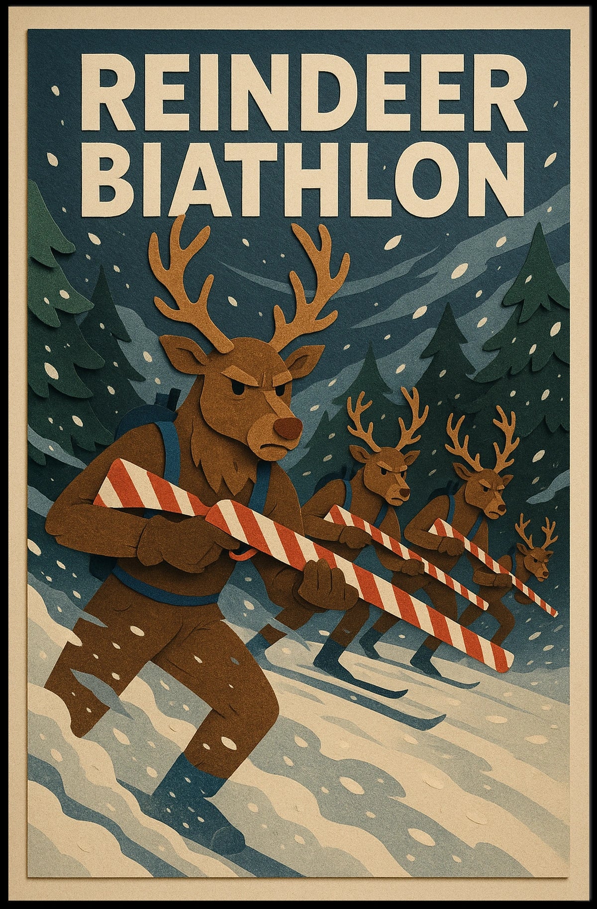 Reindeer Biathlon Poster