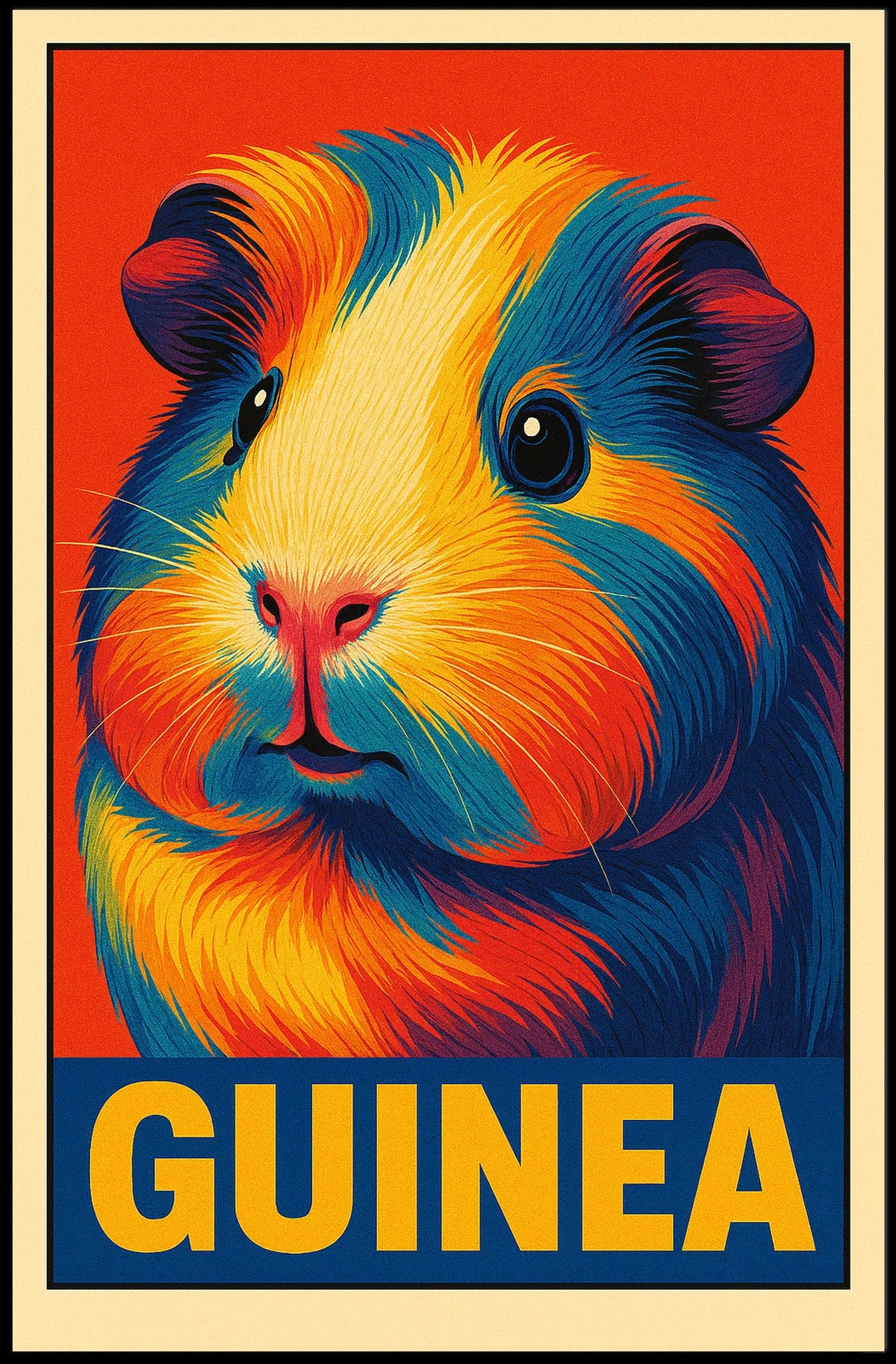 Vibrant Guinea Pig Portrait Poster