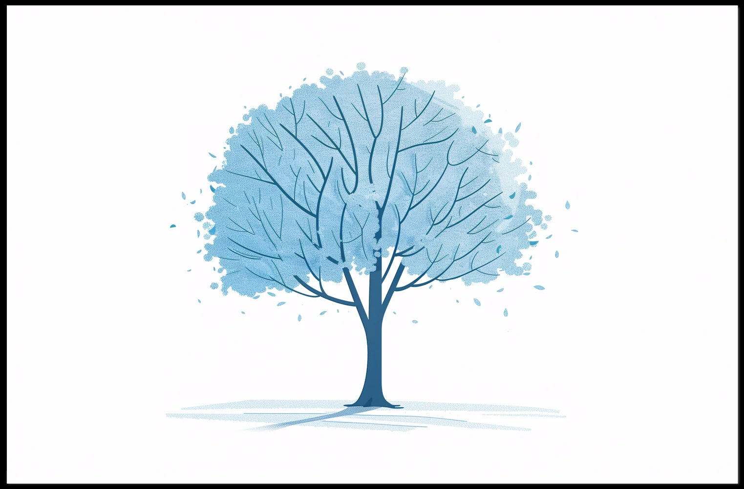 Tranquil Blue Tree Minimalist Art Print